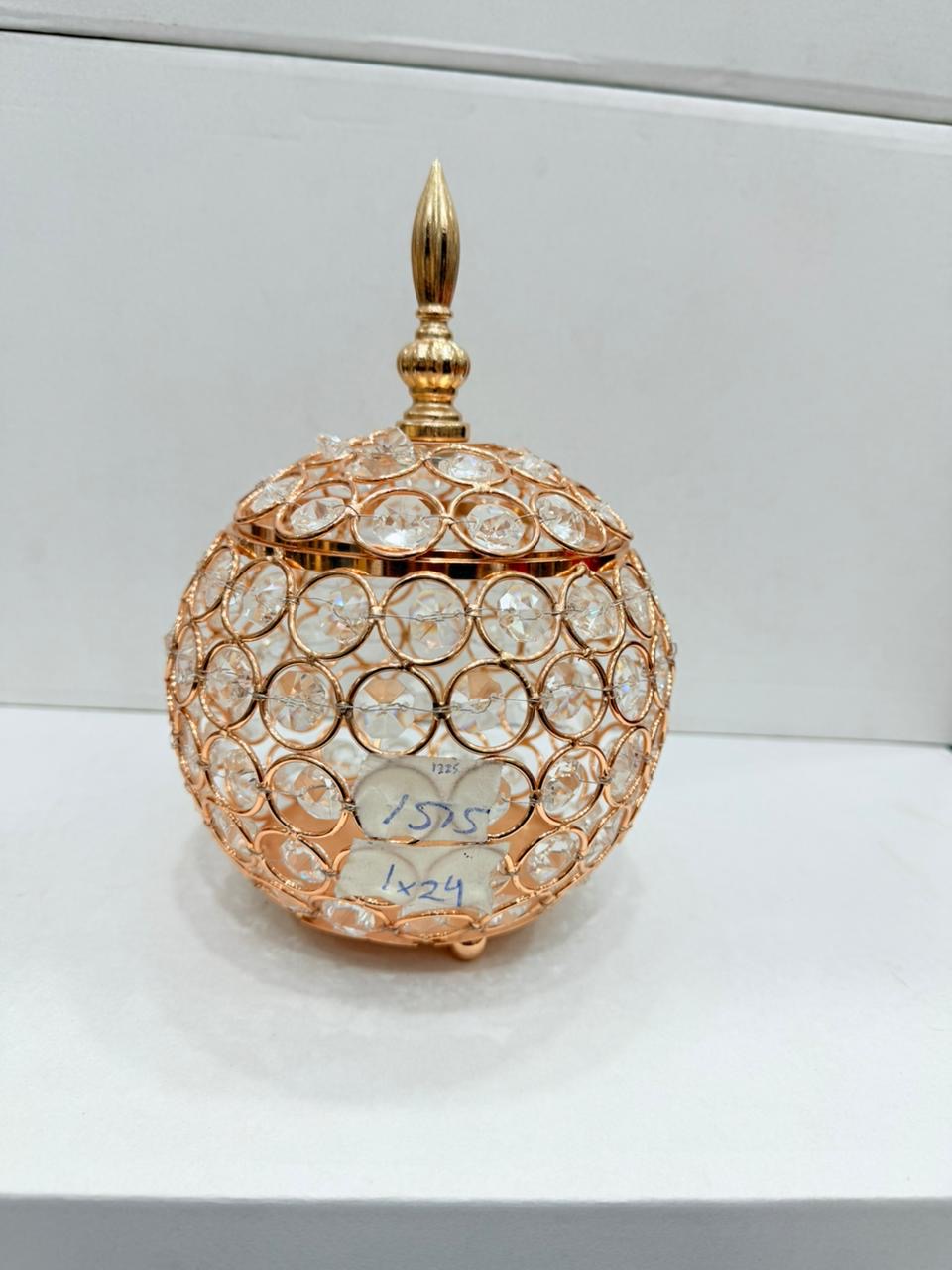 Crystal Globe Decorative Jar – Golden Elegance