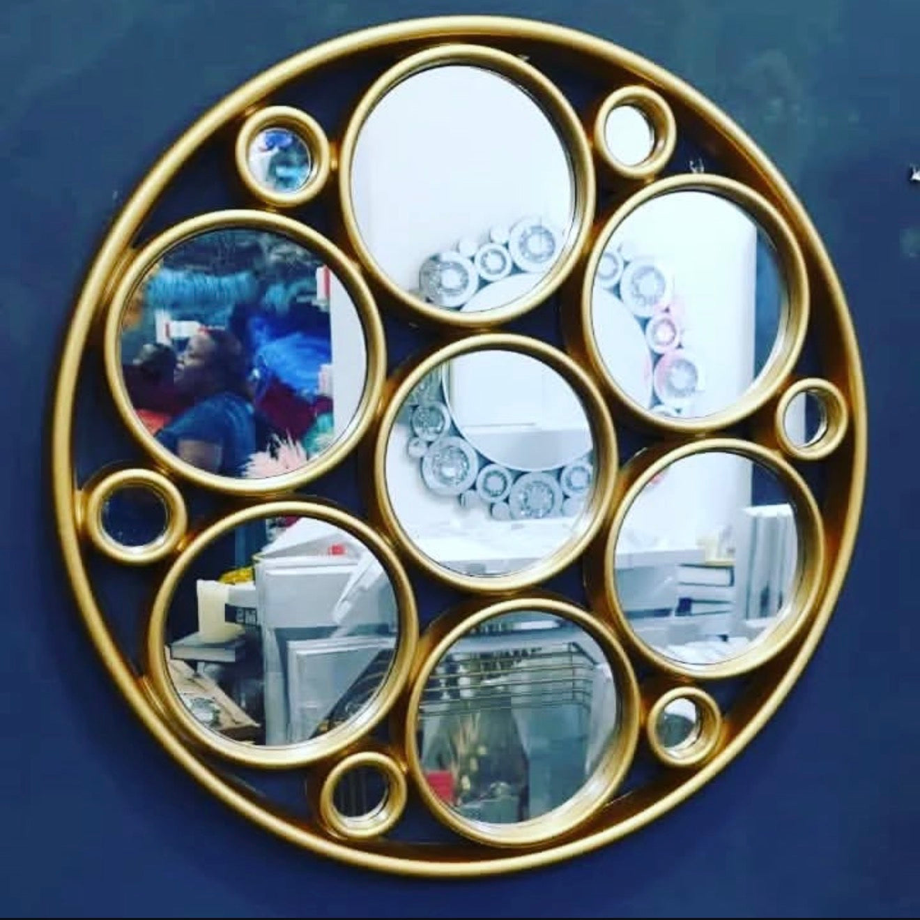Round Large Golden Motif Mirror – Imported