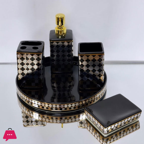 Modern Ceramic Bathroom Set with Tray