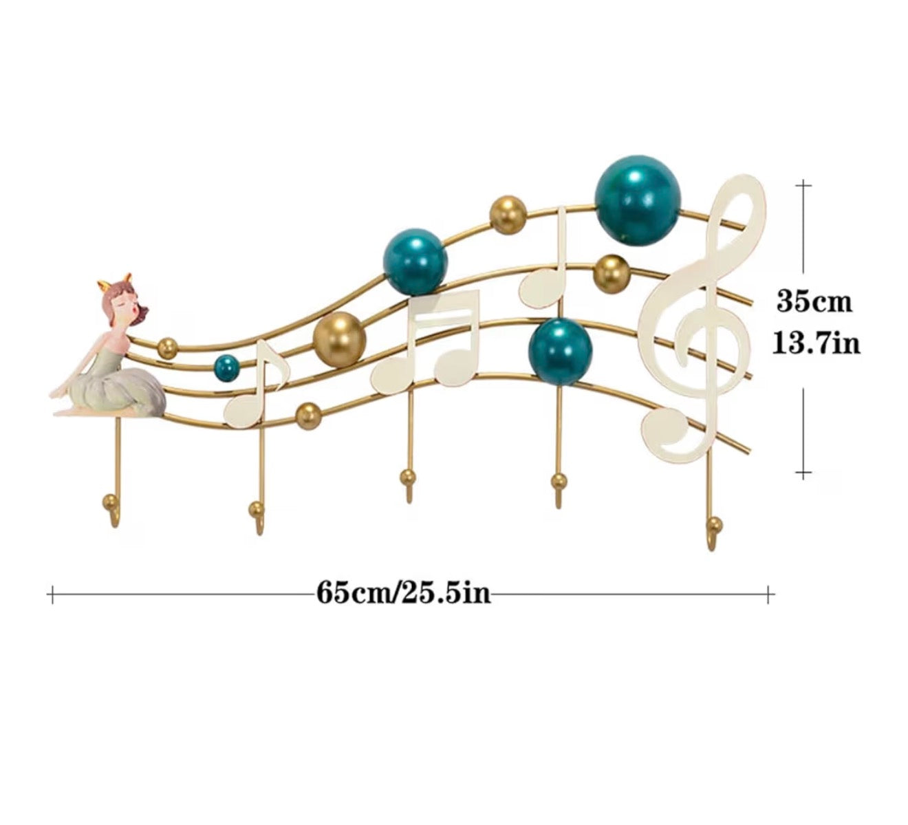 Music Premium Decorative Wall Mounted 5 Hook Bar