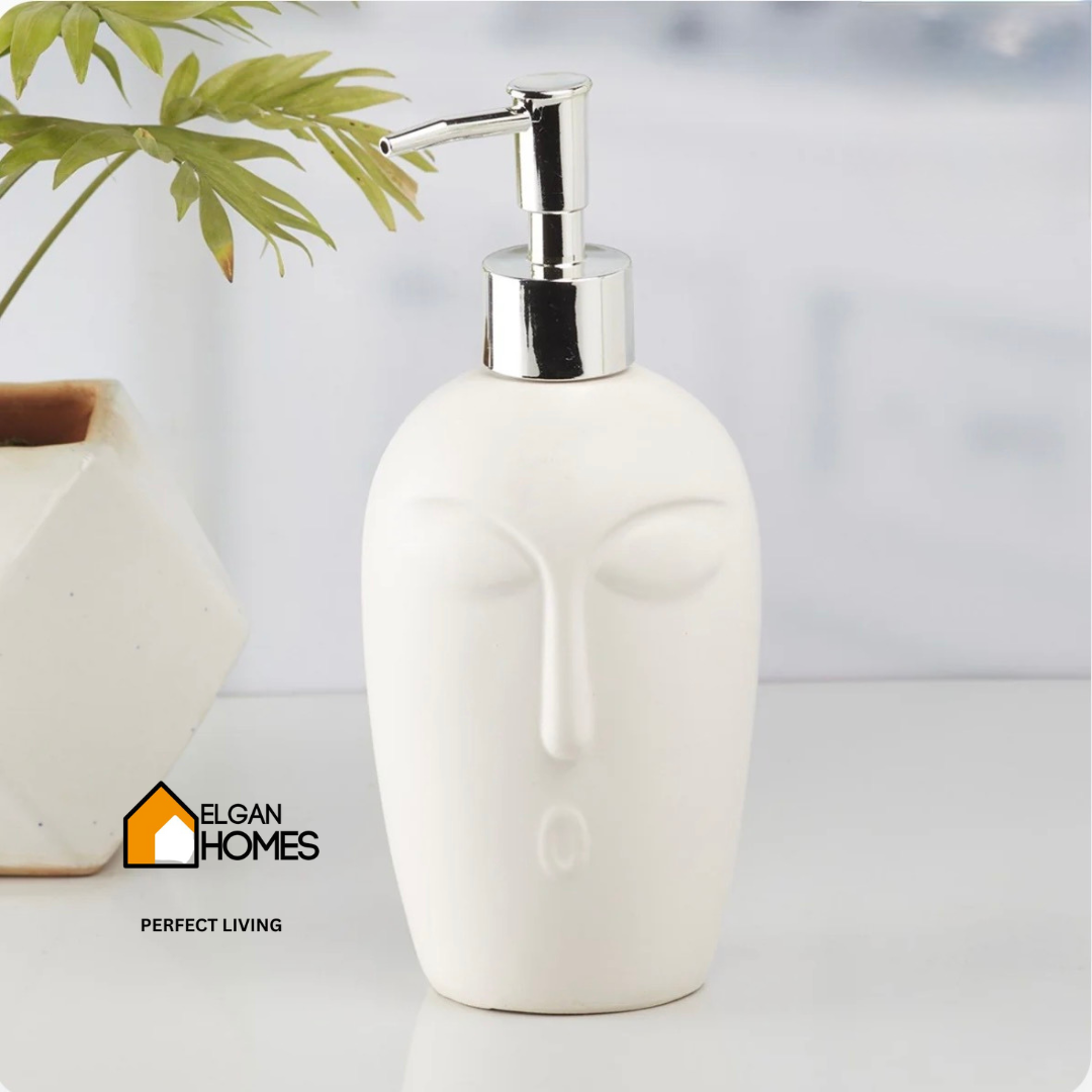 Minimalist Face Design Ceramic Soap Dispenser Set