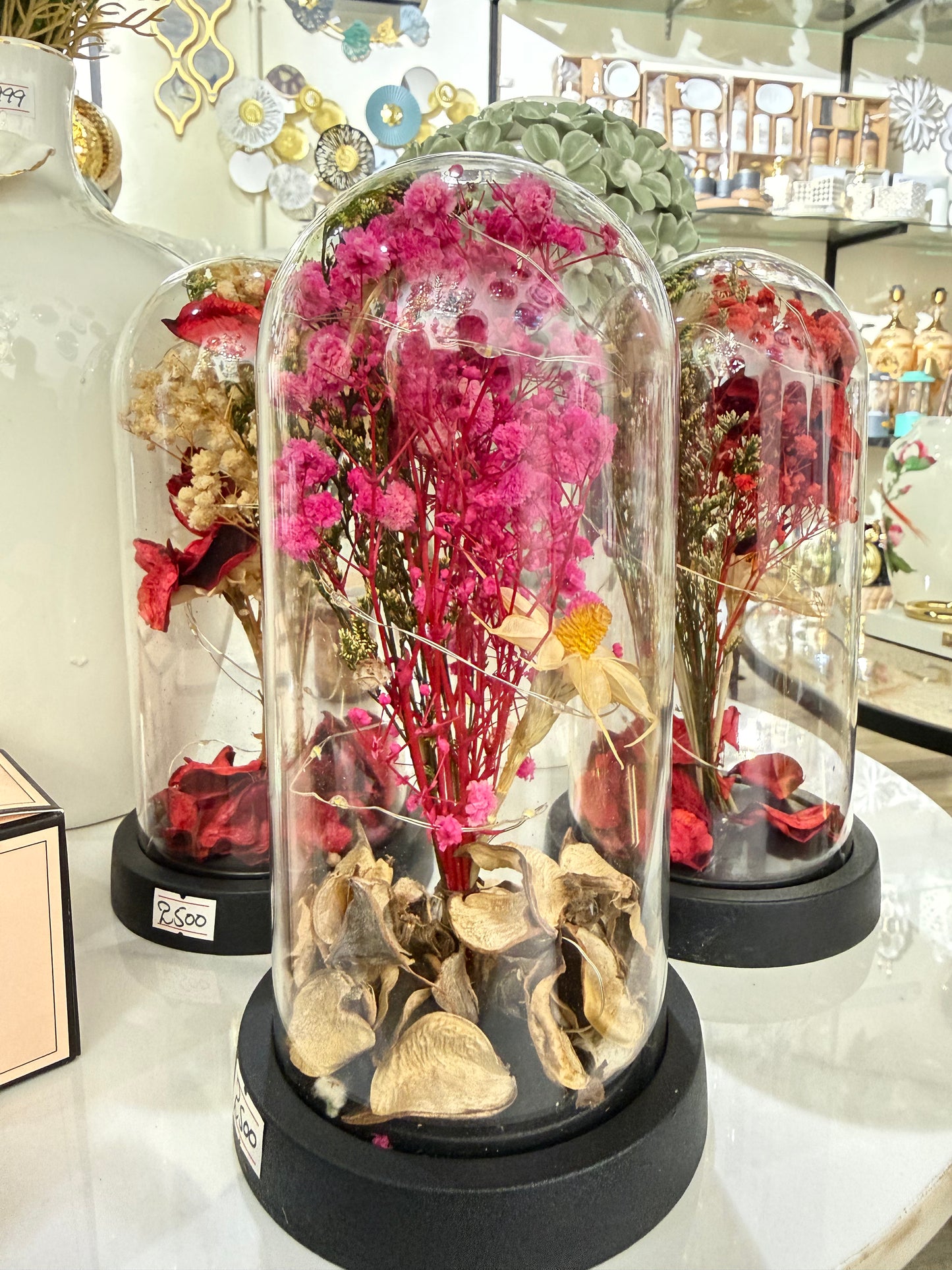 Premium LED Floral Glass Dome Decor