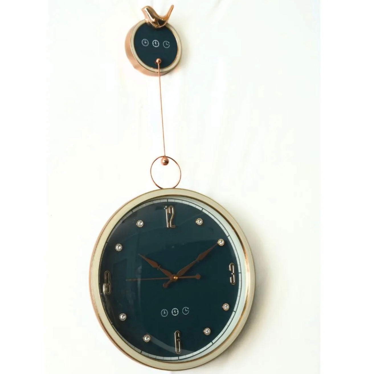 Ticking Fancy Bird On Top Pendulum Wall Clock
