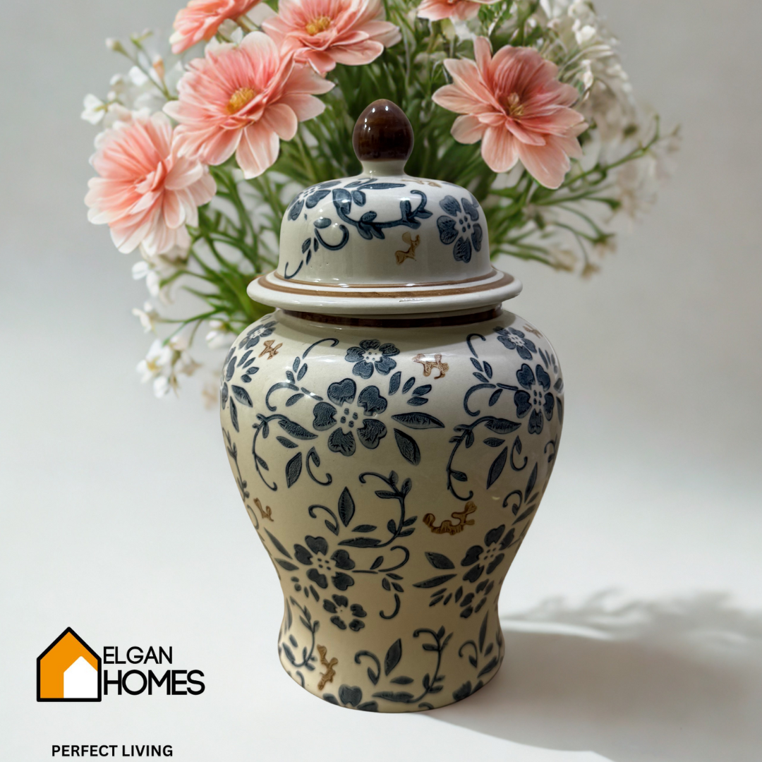 Vintage Cultural Floral Ceramic candy jar