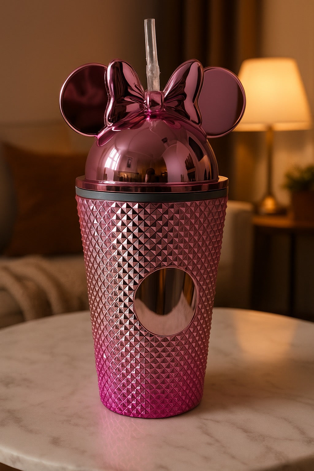 Kids Crystal Cup β 450ml with Straw & Bow Top