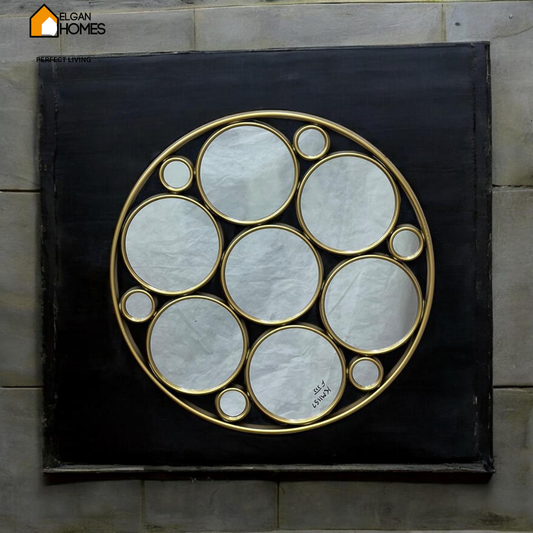 Round Large Golden Motif Mirror – Imported