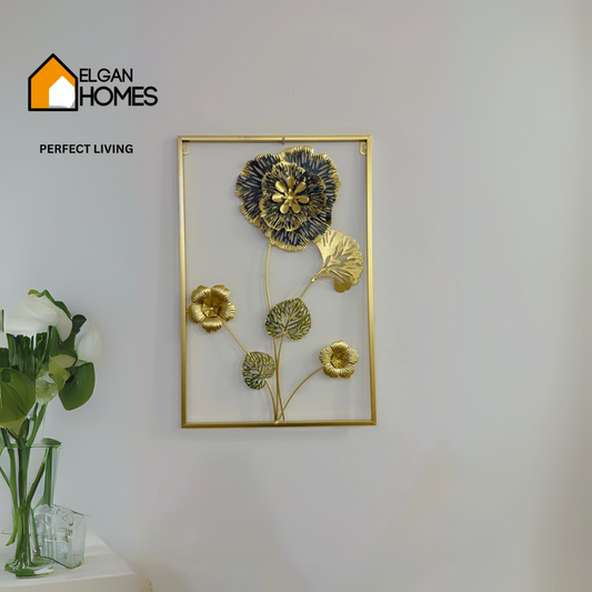 Golden Floral Metal Frame Wall Art