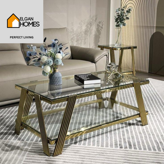 Golden premium stainless steel coffe table with mirror top