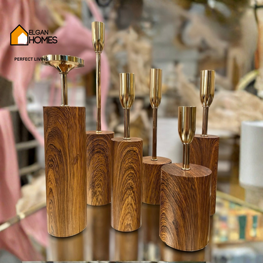 Luxury Wooden Style Candle Stand 6 pieces