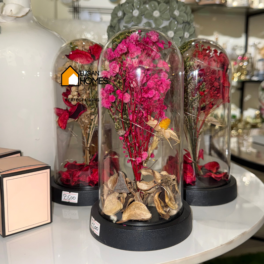 Premium LED Floral Glass Dome Decor