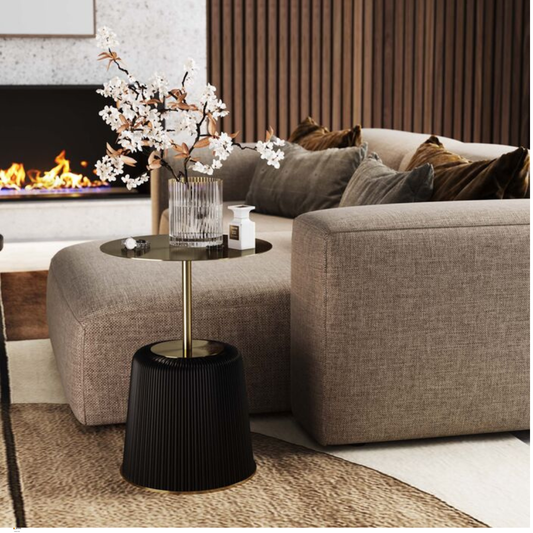 Endless side table or coffee table metal brass coated