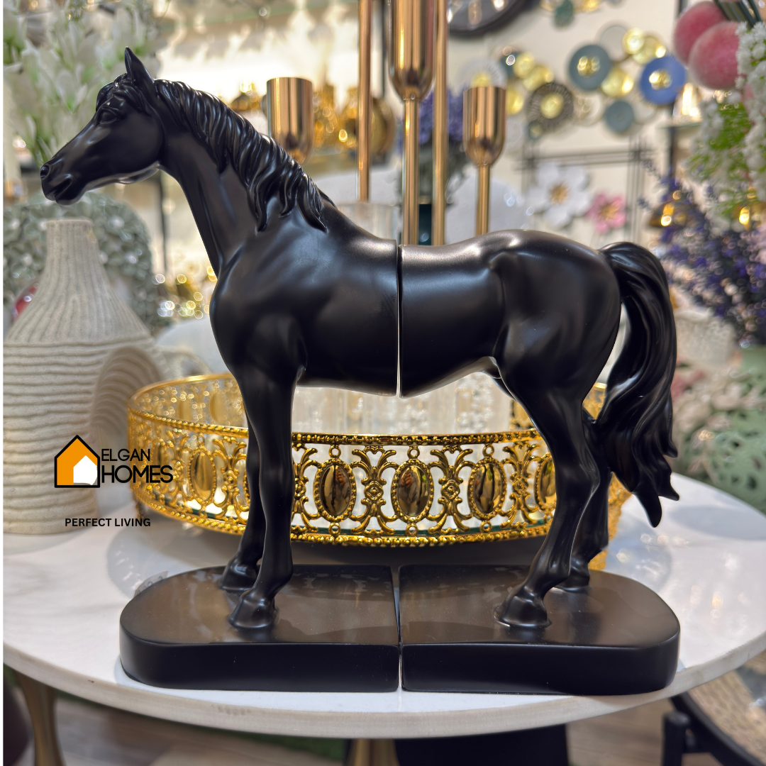 Majestic Black Resin Horse Statue – Timeless Elegance for Your Space