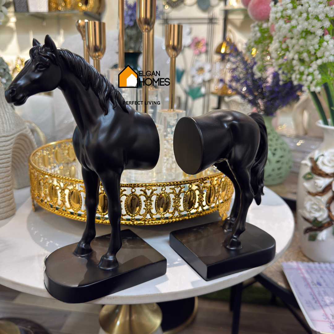 Majestic Black Resin Horse Statue – Timeless Elegance for Your Space