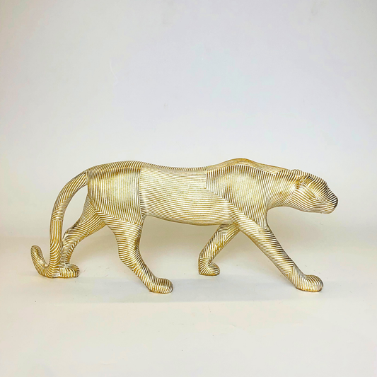 GOLDEN PANTHER FIGURINE MODERN DECORATIVE SCULPTURE