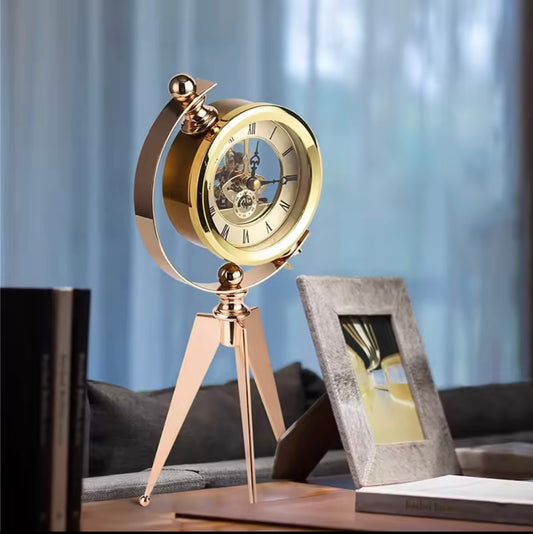 Golden Modern Metal Table Clock – Timeless Elegance for Your Space