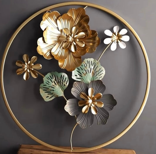 Metal Floral Wall Decor Round Shaped