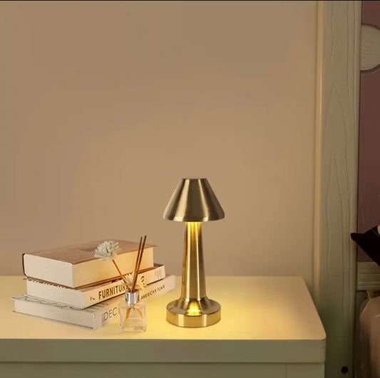 Cone-Shaped Aluminum Alloy Rechargeable Table Lamp – Sleek Design Meets Modern Functionality