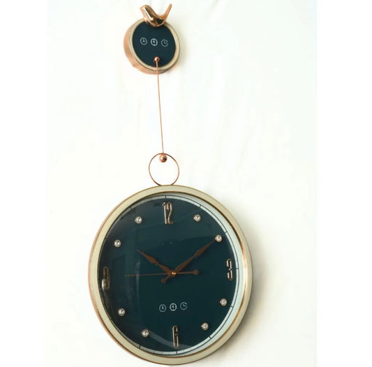 Ticking Fancy Bird On Top Pendulum Wall Clock