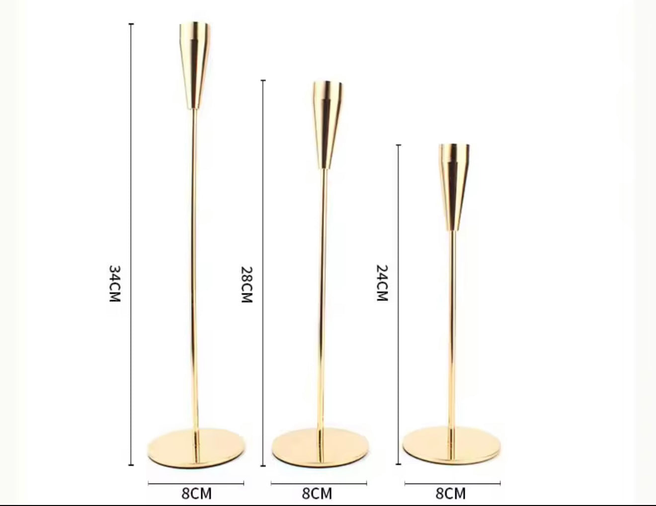 Tri-Candle Stand – Premium Gold Metal Elegance for Luxurious Ambiance