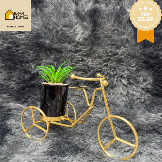Golden metallic cycle planter
