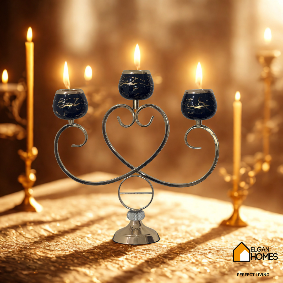 Tripod Metallic Candle Stand with Crystal Base – Graceful Shine for Elegant Spaces