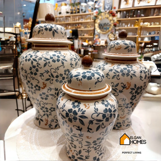 Vintage Cultural Floral Ceramic candy jar