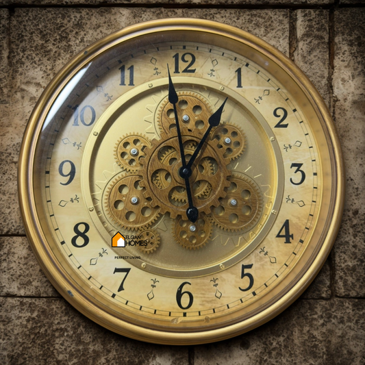 Egyptian Style Wall Clock with Moving Gears – Ancient Elegance Meets Modern Motion