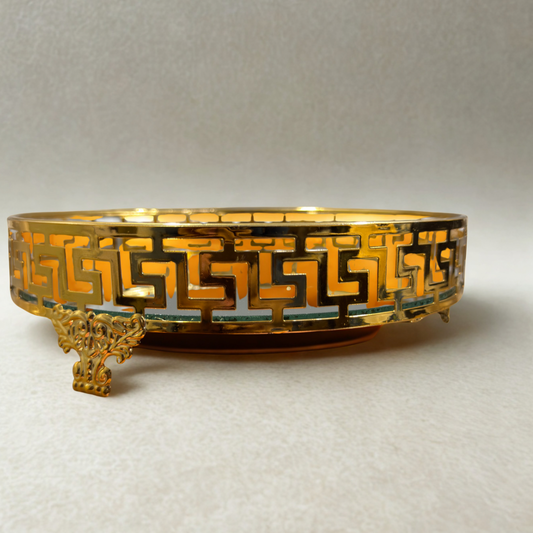 Abstract Design Golden Mirror Tray – Luxurious Decorative Accent