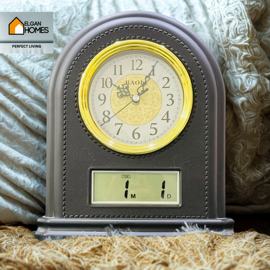 Black Baoli Bedside Table Clock – Sophisticated Design with Modern Functionality